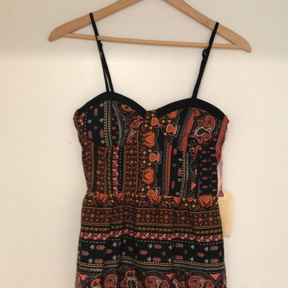 Band of Gypsies Pants & Jumpsuits Paisley Bustier Color Black/Orange size S